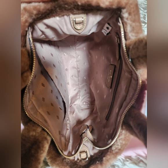 NWT Kate Spade Ella Shearling 2-Way Neutral Tote - Picture 5 of 9